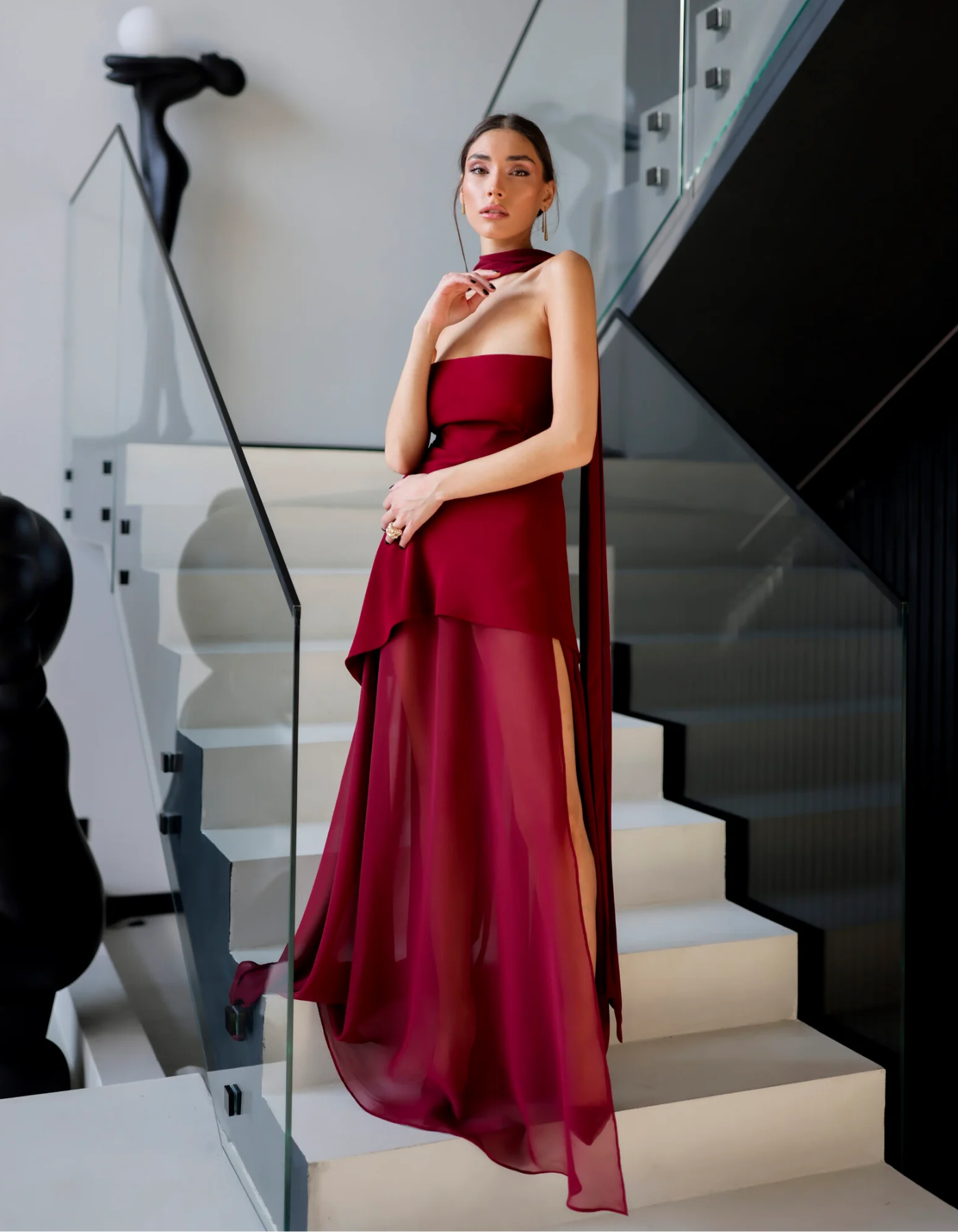 Albarine – Asymmetric overlay – Chiffon maxi dress-15157932523904-Santi Vento Atelier