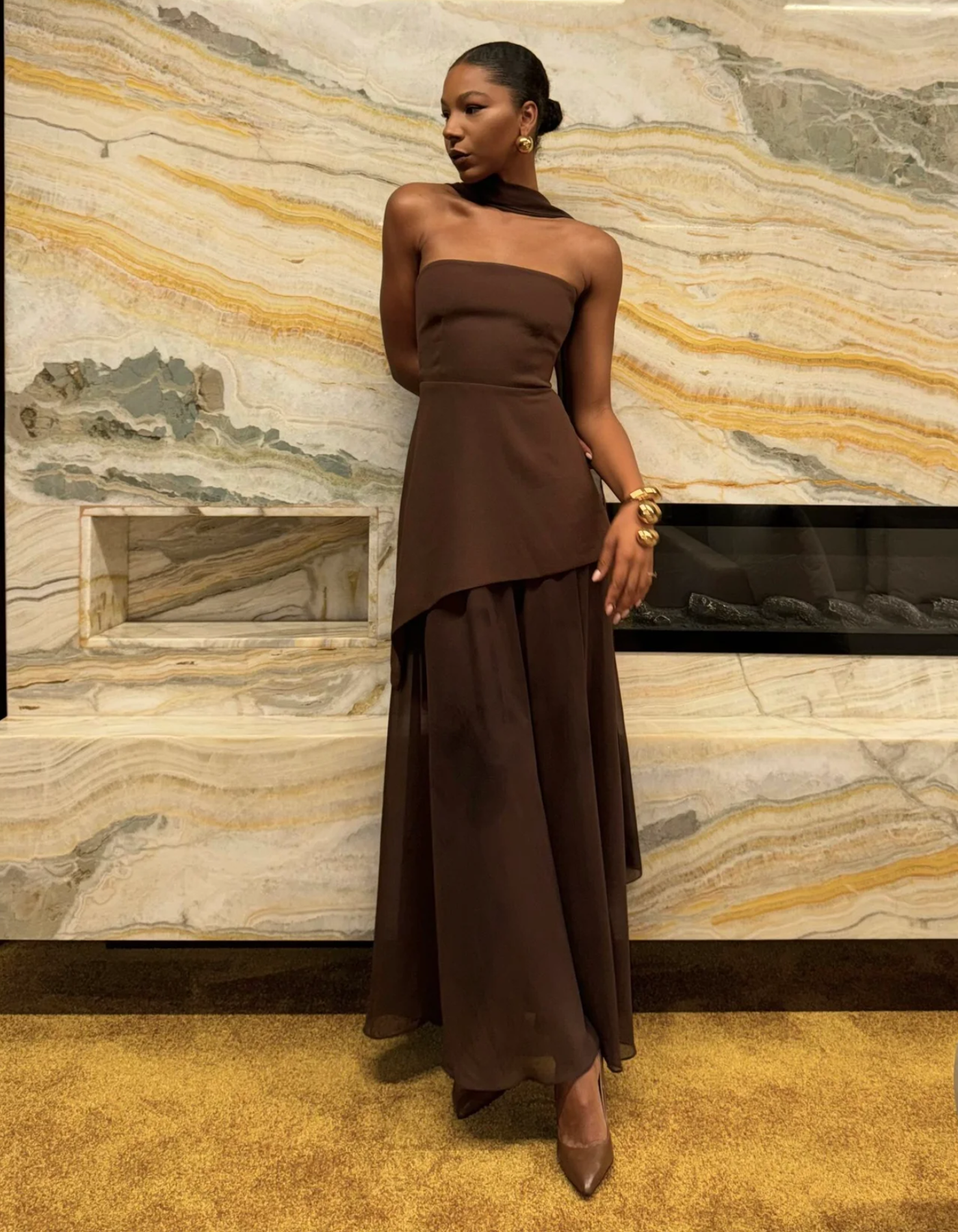 Albarine – Asymmetric overlay – Chiffon maxi dress-15157932523904-Santi Vento Atelier