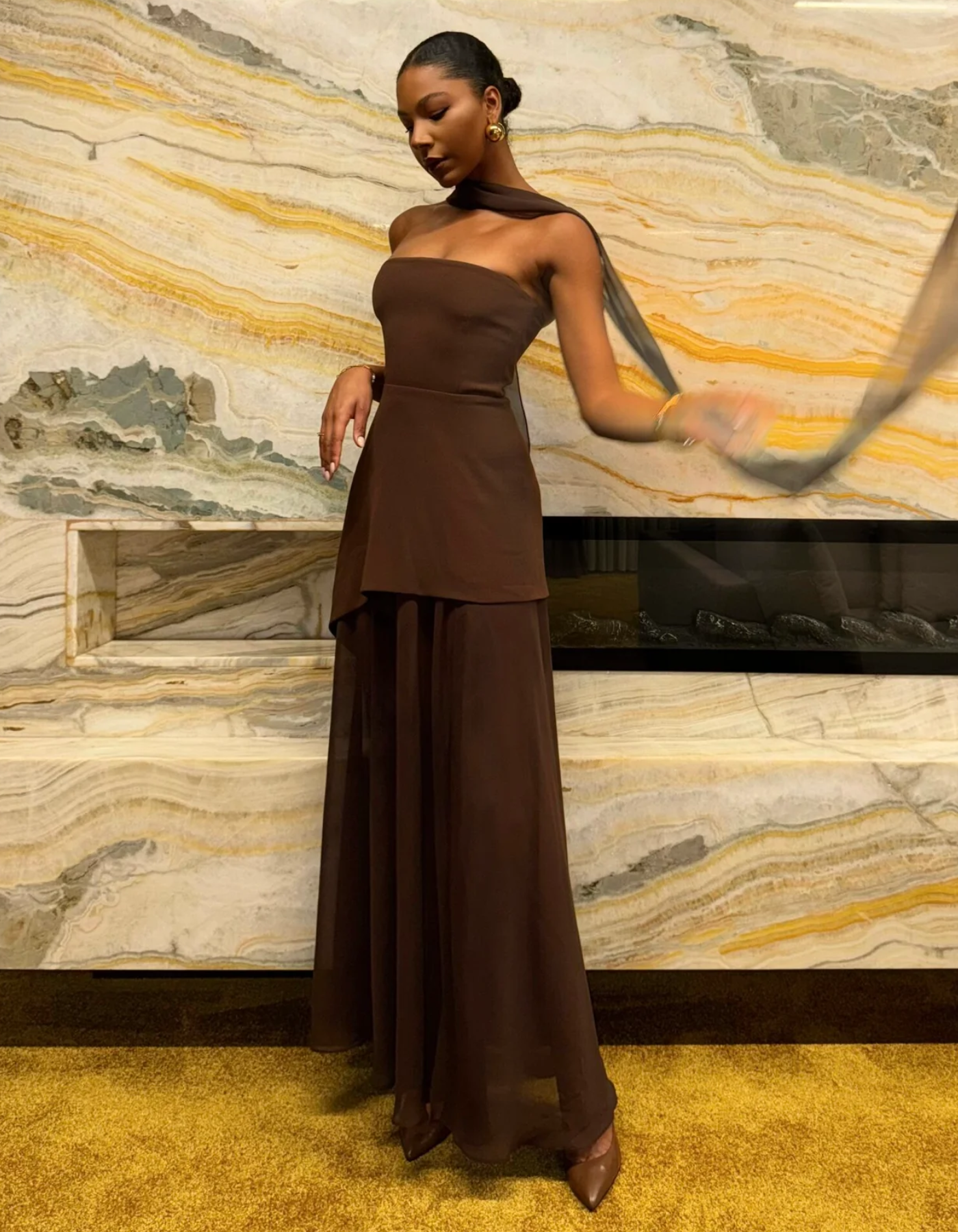 Albarine – Asymmetric overlay – Chiffon maxi dress-15157932523904-Santi Vento Atelier