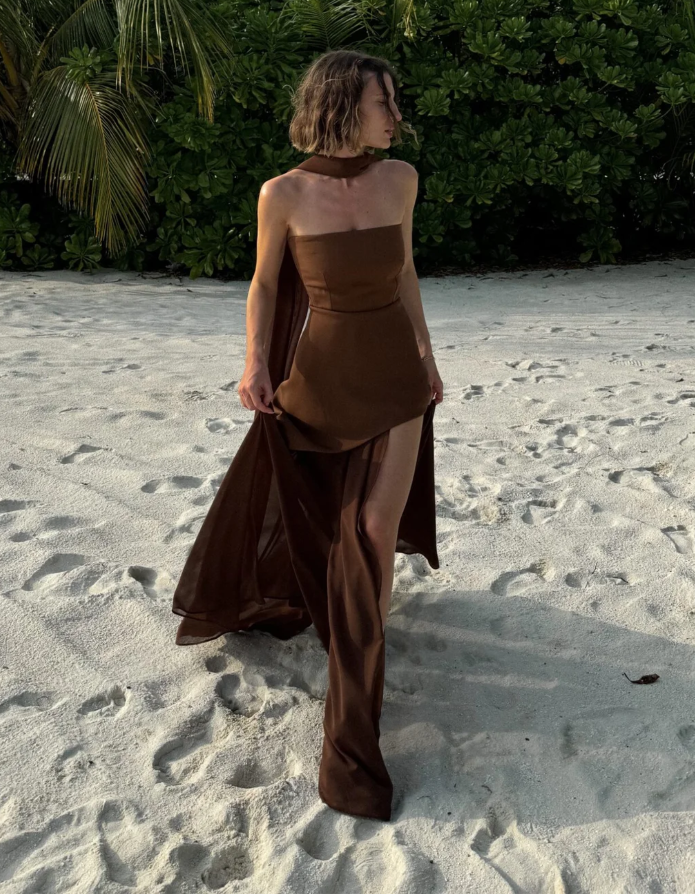 Albarine – Asymmetric overlay – Chiffon maxi dress-15157932523904-Santi Vento Atelier