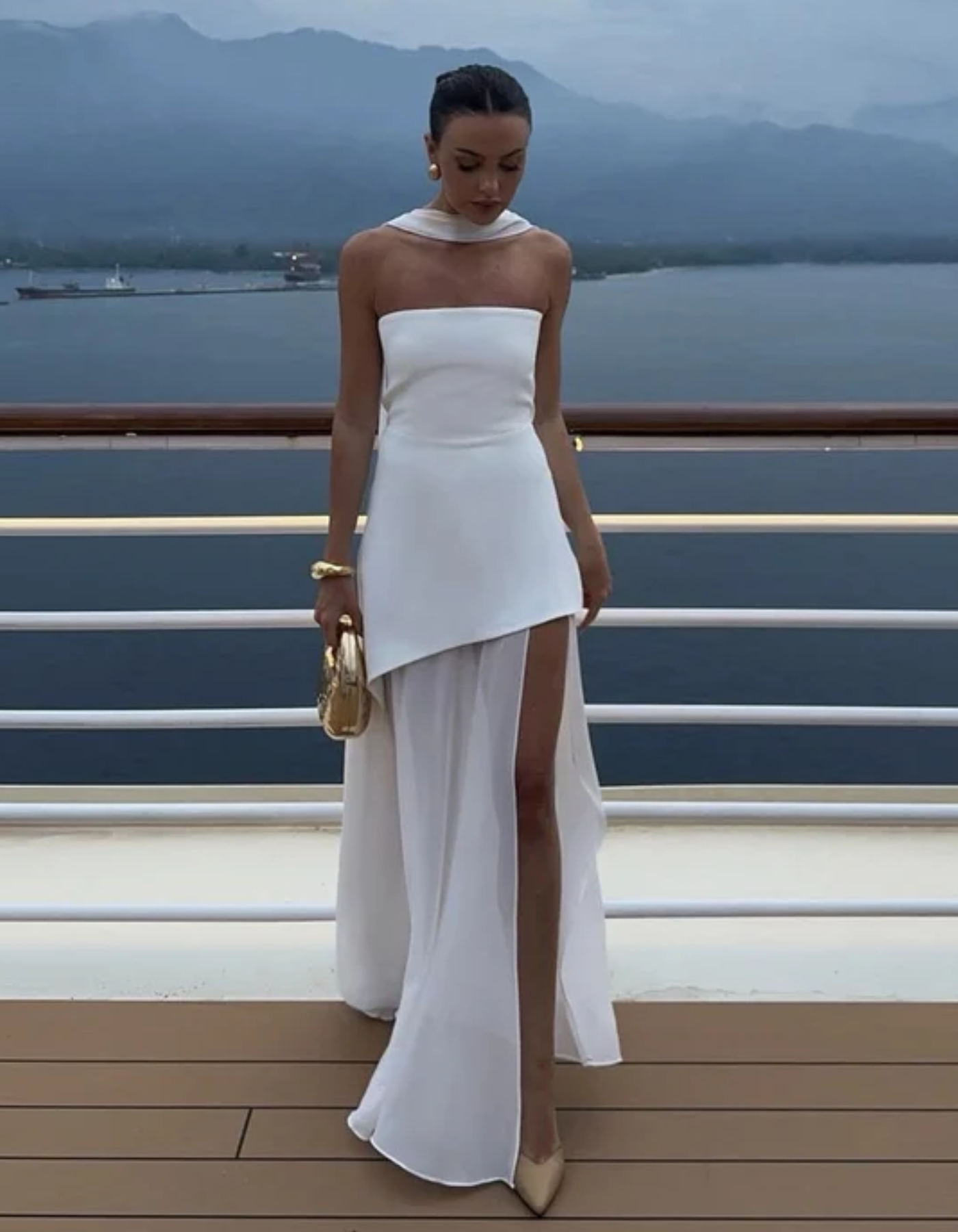 Albarine – Asymmetric overlay – Chiffon maxi dress-15157932523904-Santi Vento Atelier