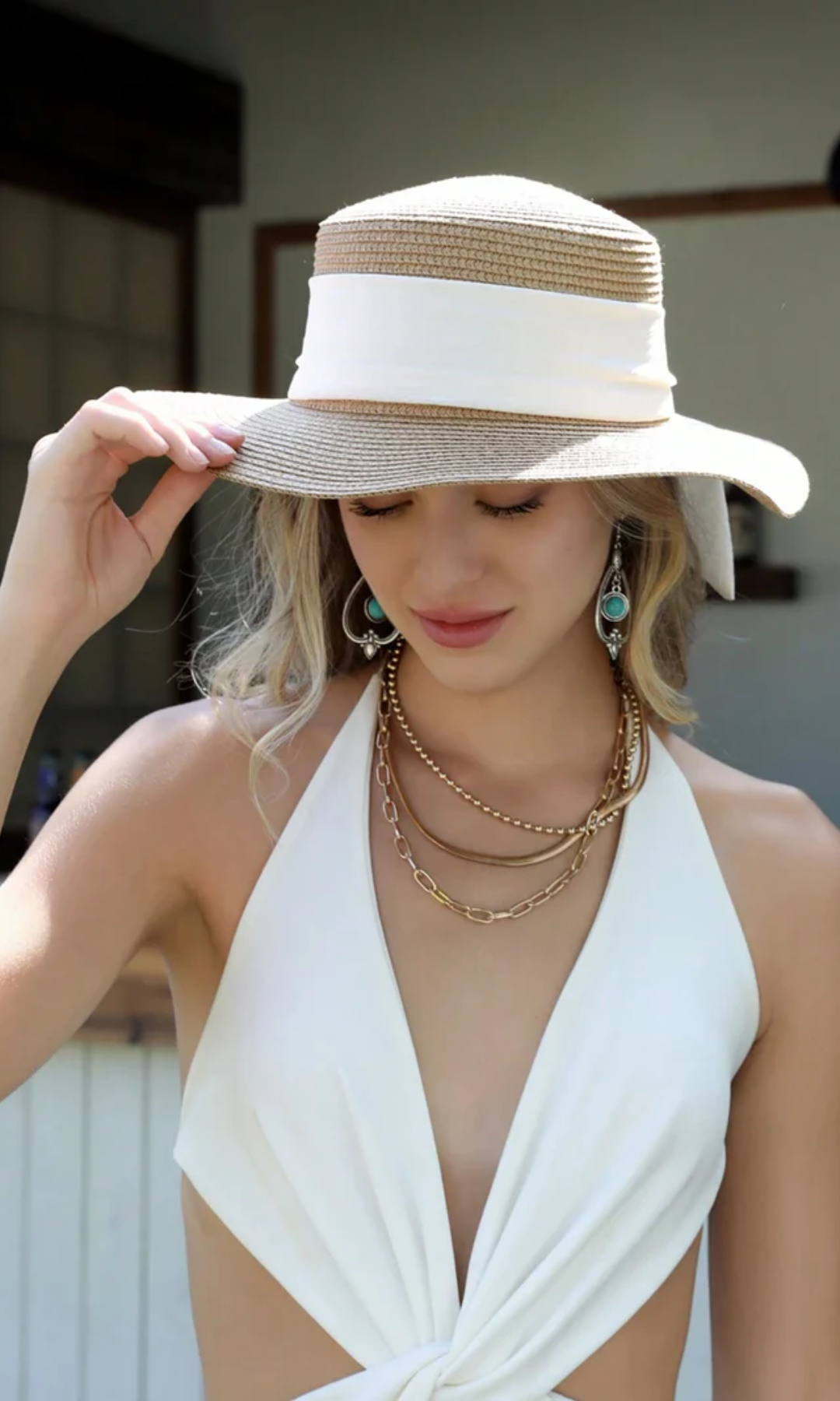 Albinia – White band classic – Straw hat-15143509131648-Santi Vento Atelier