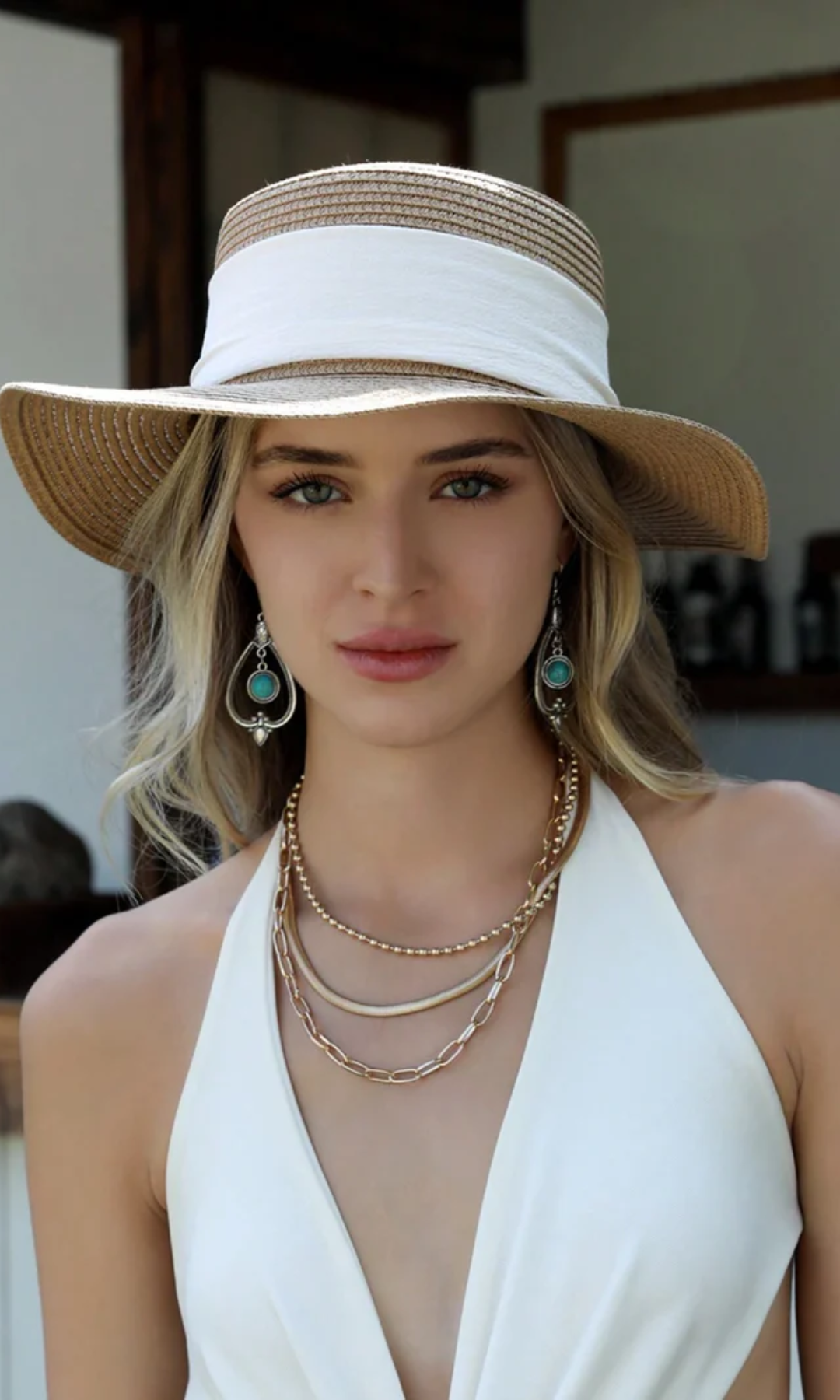 Albinia – White band classic – Straw hat-15143509131648-Santi Vento Atelier