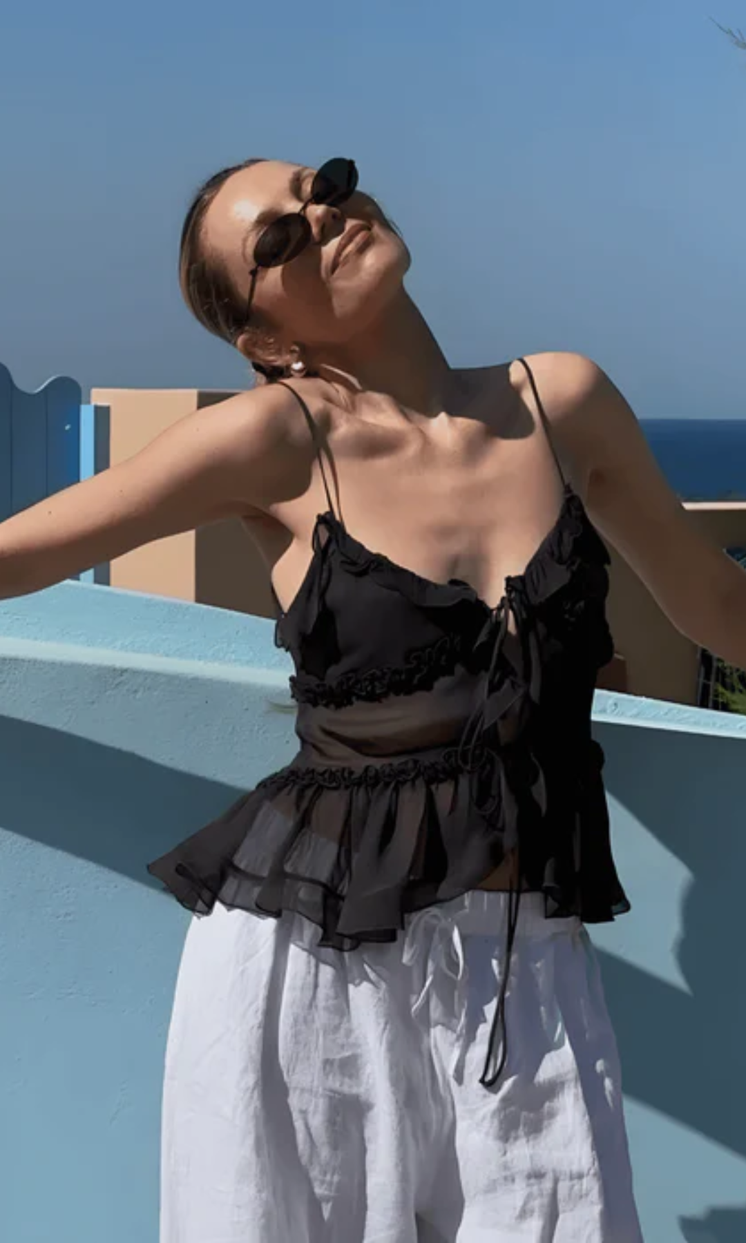 Alondra – Adjustable tie detail – Sleeveless ruffle top-15143112638848-Santi Vento Atelier