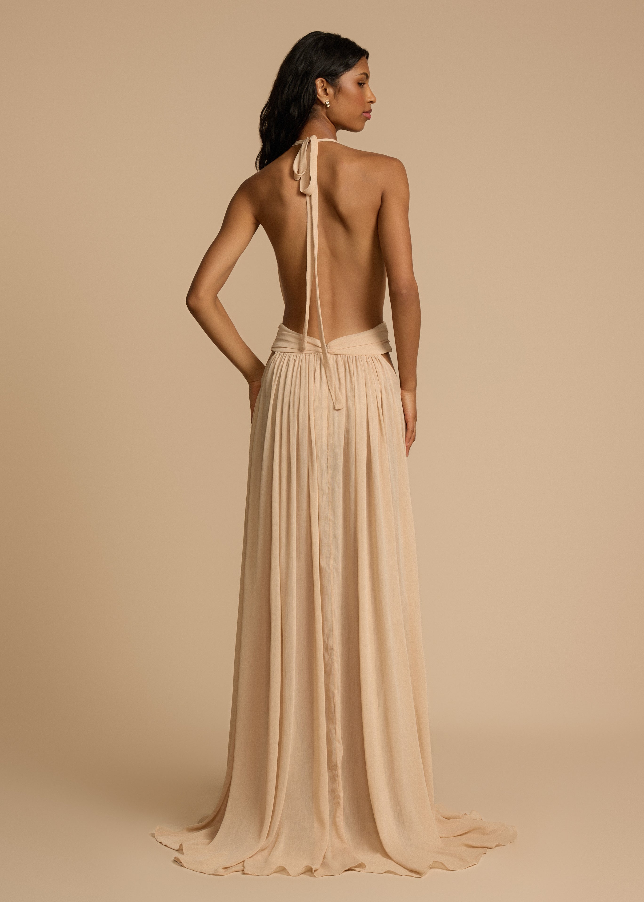 Alouesse – Plunge drape – Halter maxi gown-15163817066880-Santi Vento Atelier