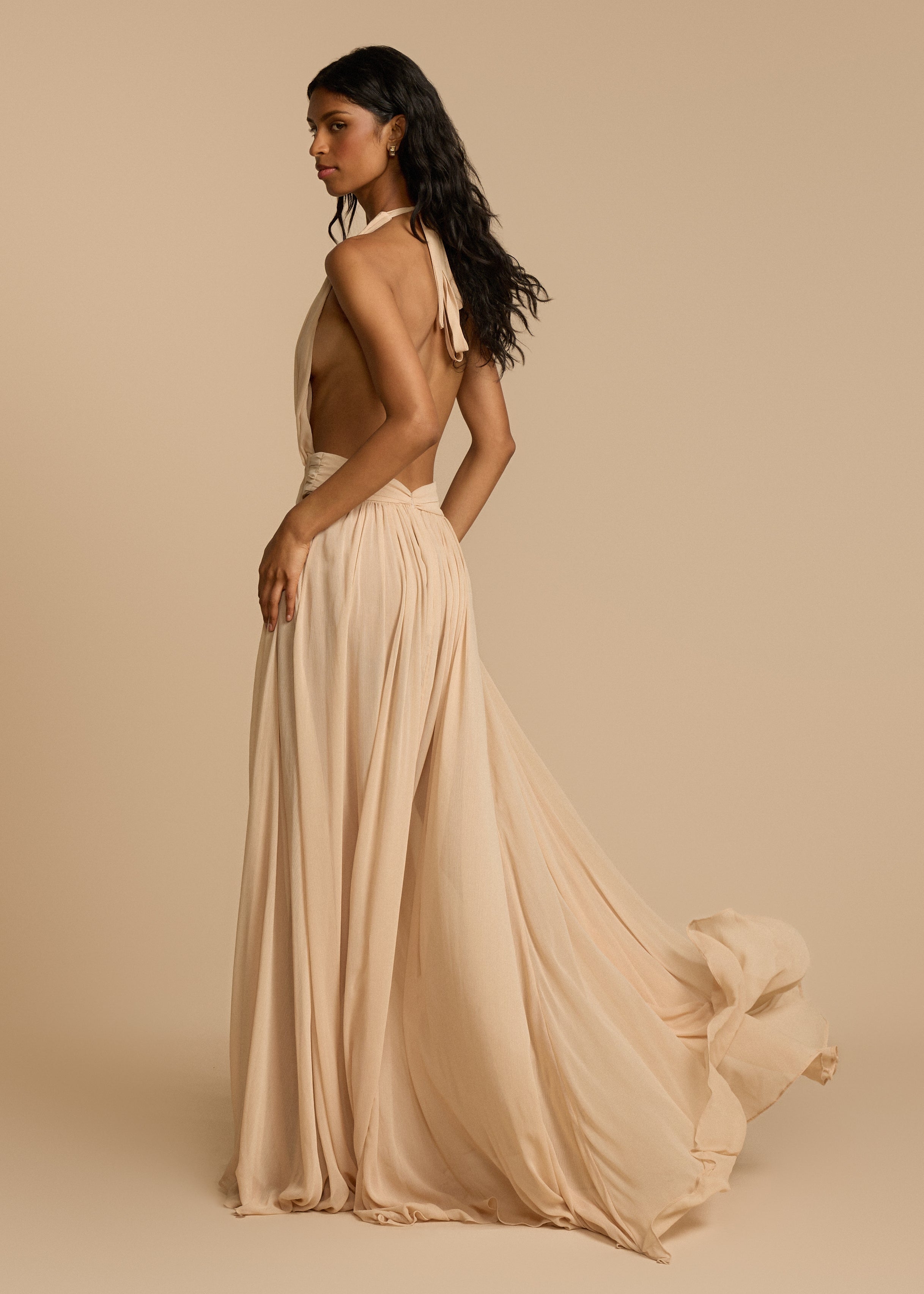 Alouesse – Plunge drape – Halter maxi gown-15163817066880-Santi Vento Atelier