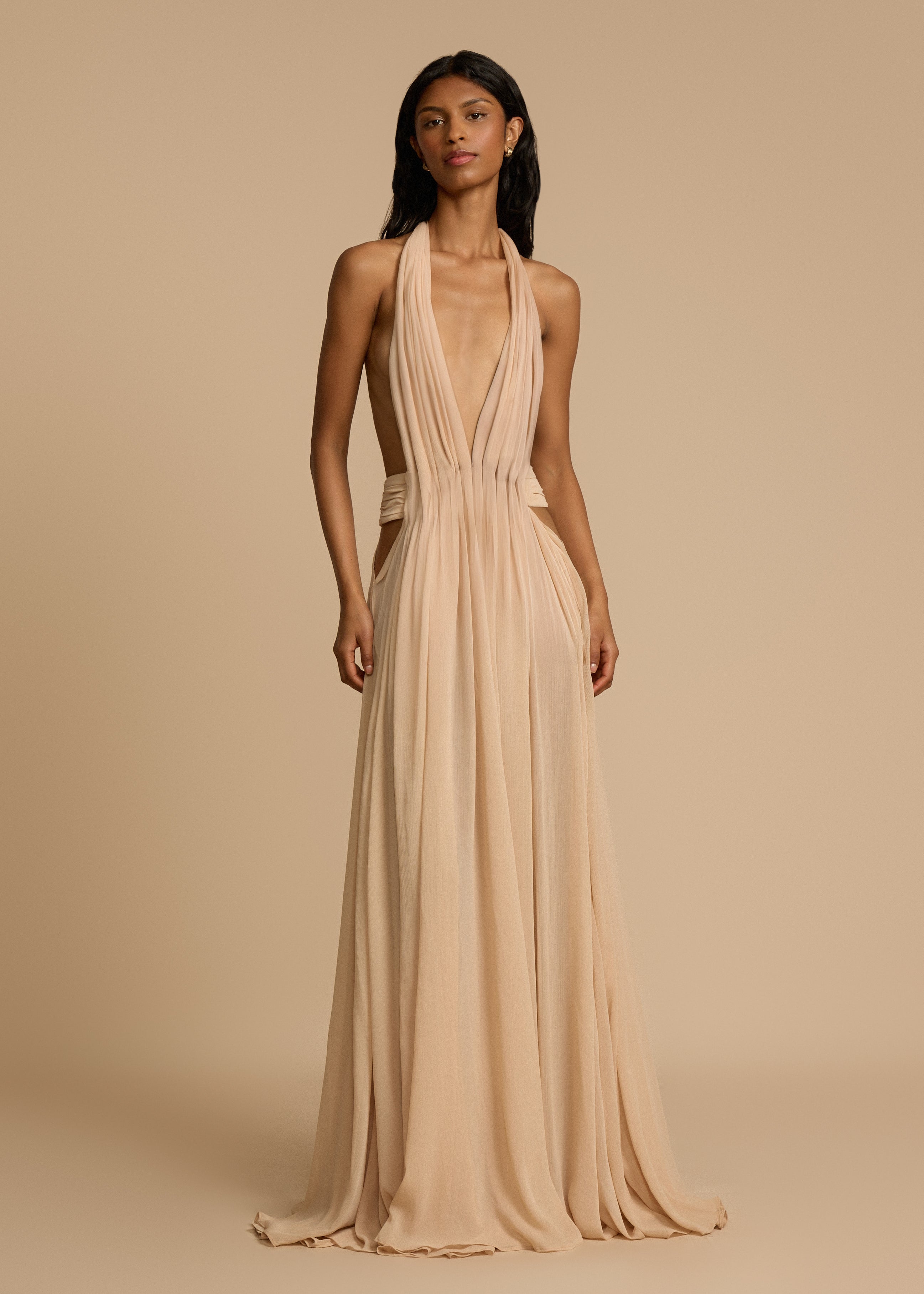 Alouesse – Plunge drape – Halter maxi gown-15163817066880-Santi Vento Atelier