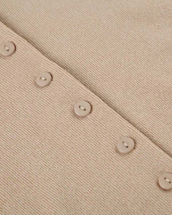 Alviera – Ribbed contour – Buttoned Mini Dress-15147056791936-Santi Vento Atelier