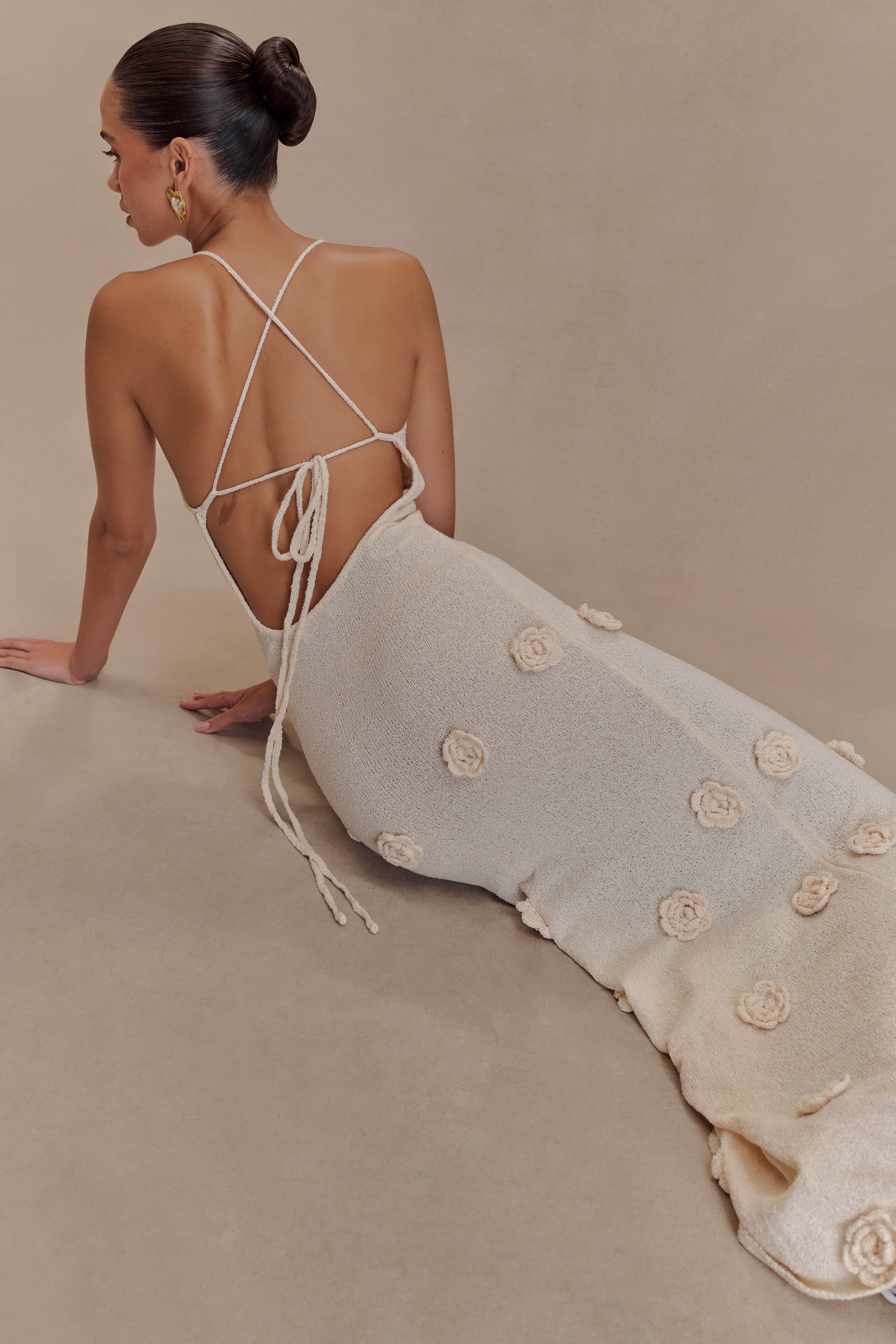 Ambina – Rosette detail – Knitted slip dress-15150994555264-Santi Vento Atelier