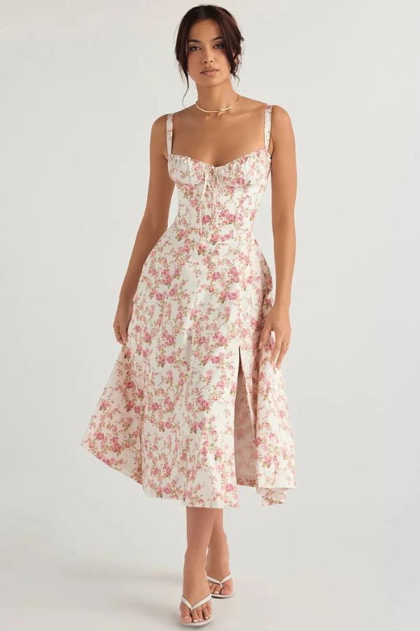 Amelie – Corset bloom – Floral midi dress-15148418236800-Santi Vento Atelier