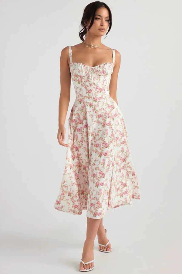 Amelie – Corset bloom – Floral midi dress-15148418236800-Santi Vento Atelier