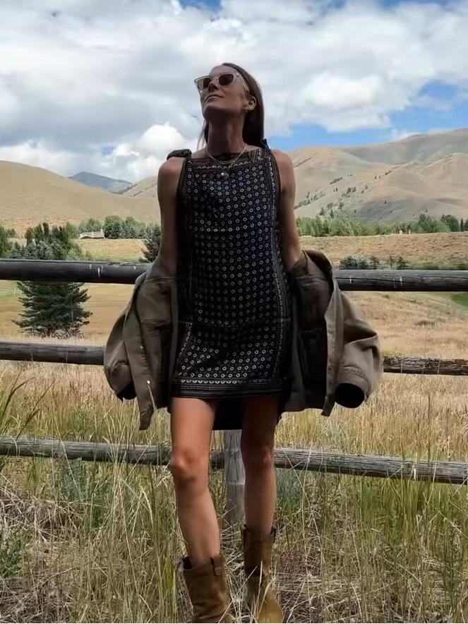 Amelinne – Vintage print – Sleeveless mini dress-15155708035456-Santi Vento Atelier