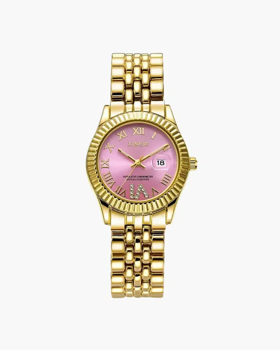 Asteria – Sparkling zirconia stones – Gold-pink watch-15137987953024-Santi Vento Atelier