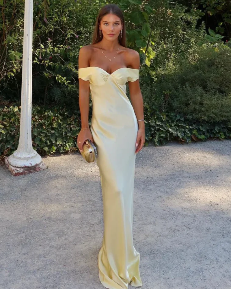 Auréliane – Off-shoulder satin – Evening gown-15151056454016-Santi Vento Atelier