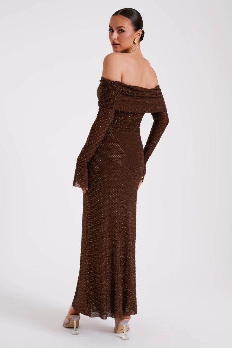 Aurelyse – Off shoulder shimmer – Knit evening dress-15151288484224-Santi Vento Atelier