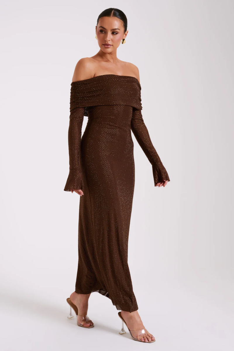 Aurelyse – Off shoulder shimmer – Knit evening dress-15151288484224-Santi Vento Atelier