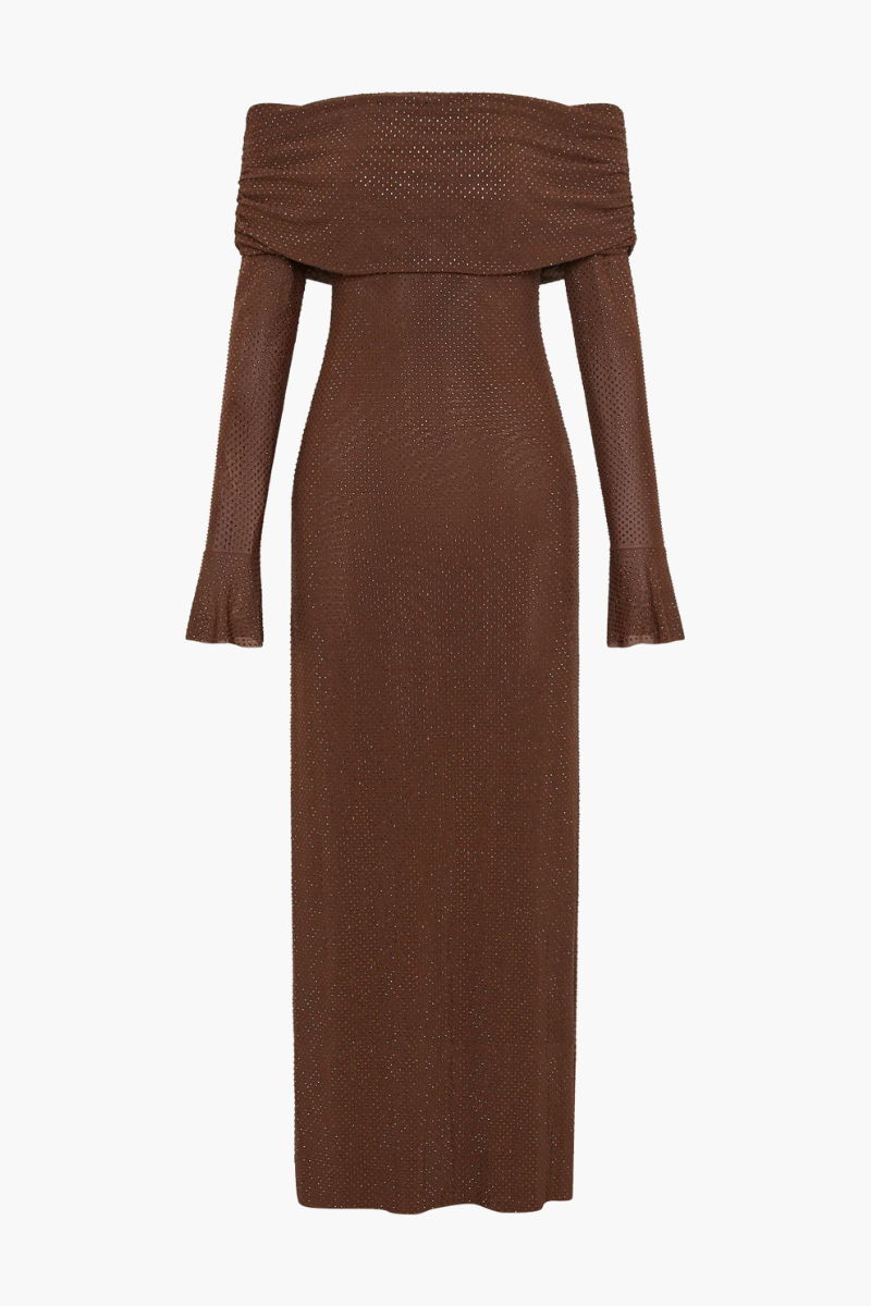 Aurelyse – Off shoulder shimmer – Knit evening dress-15151288484224-Santi Vento Atelier