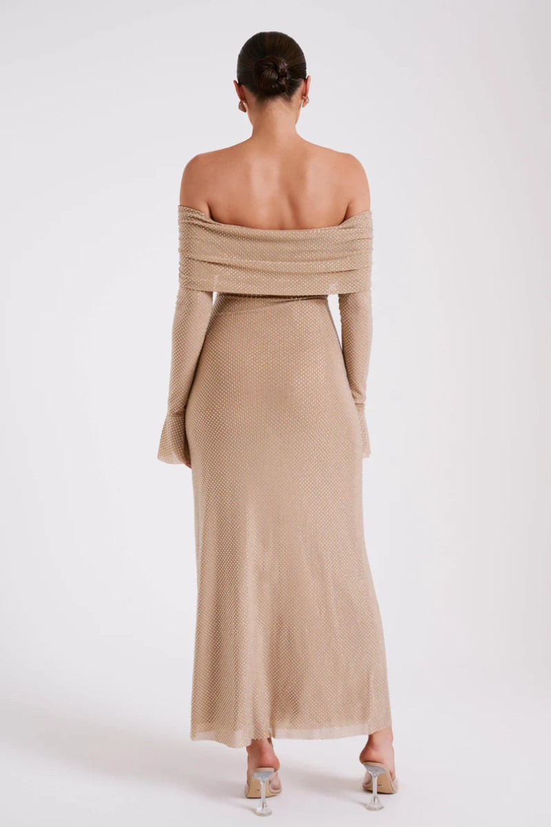 Aurelyse – Off shoulder shimmer – Knit evening dress-15151288484224-Santi Vento Atelier