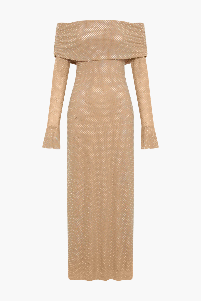 Aurelyse – Off shoulder shimmer – Knit evening dress-15151288484224-Santi Vento Atelier