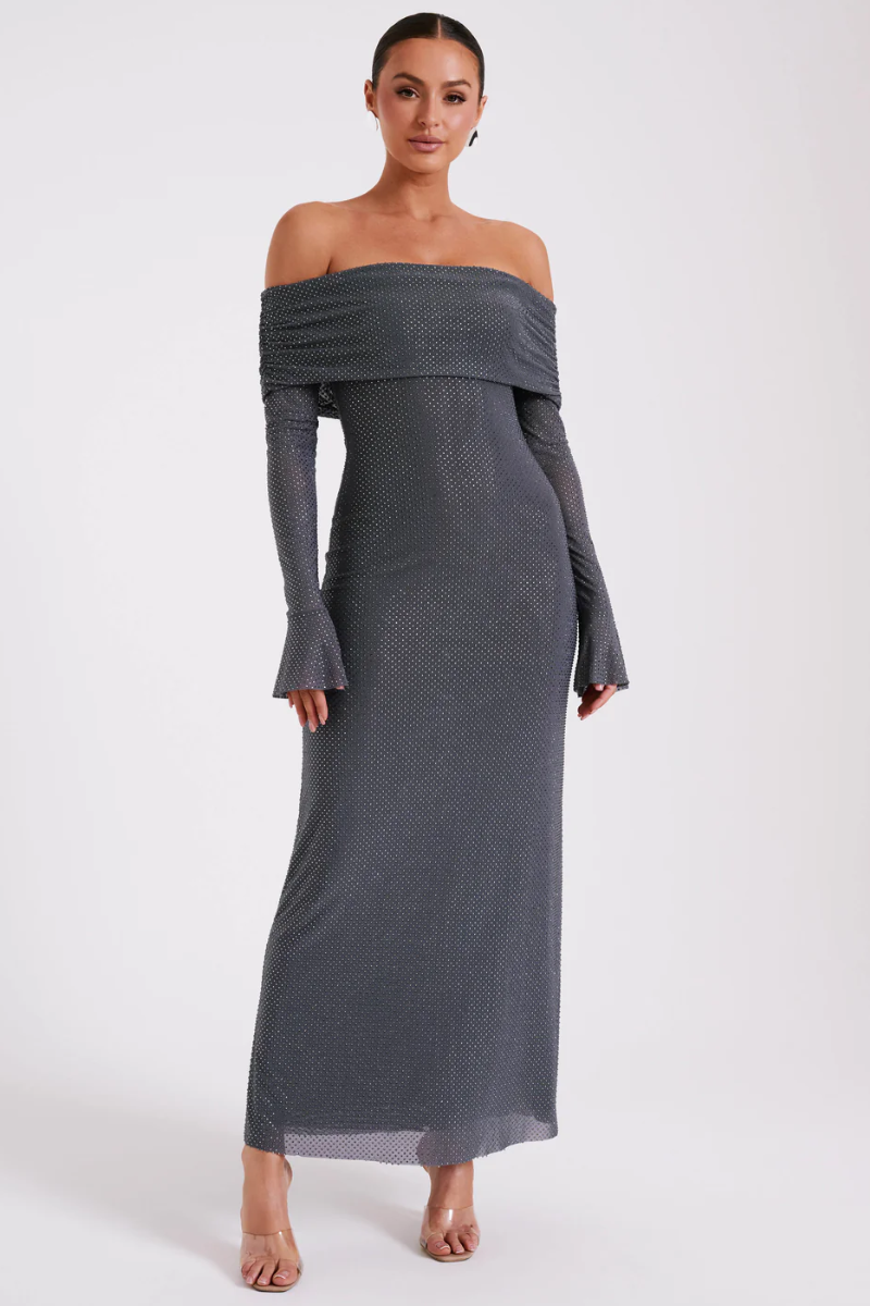 Aurelyse – Off shoulder shimmer – Knit evening dress-15151288484224-Santi Vento Atelier