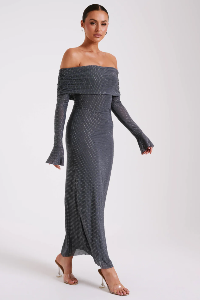 Aurelyse – Off shoulder shimmer – Knit evening dress-15151288484224-Santi Vento Atelier