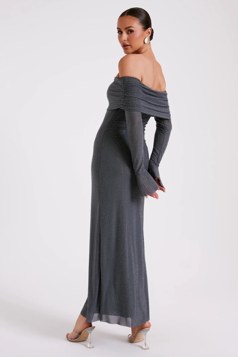 Aurelyse – Off shoulder shimmer – Knit evening dress-15151288484224-Santi Vento Atelier