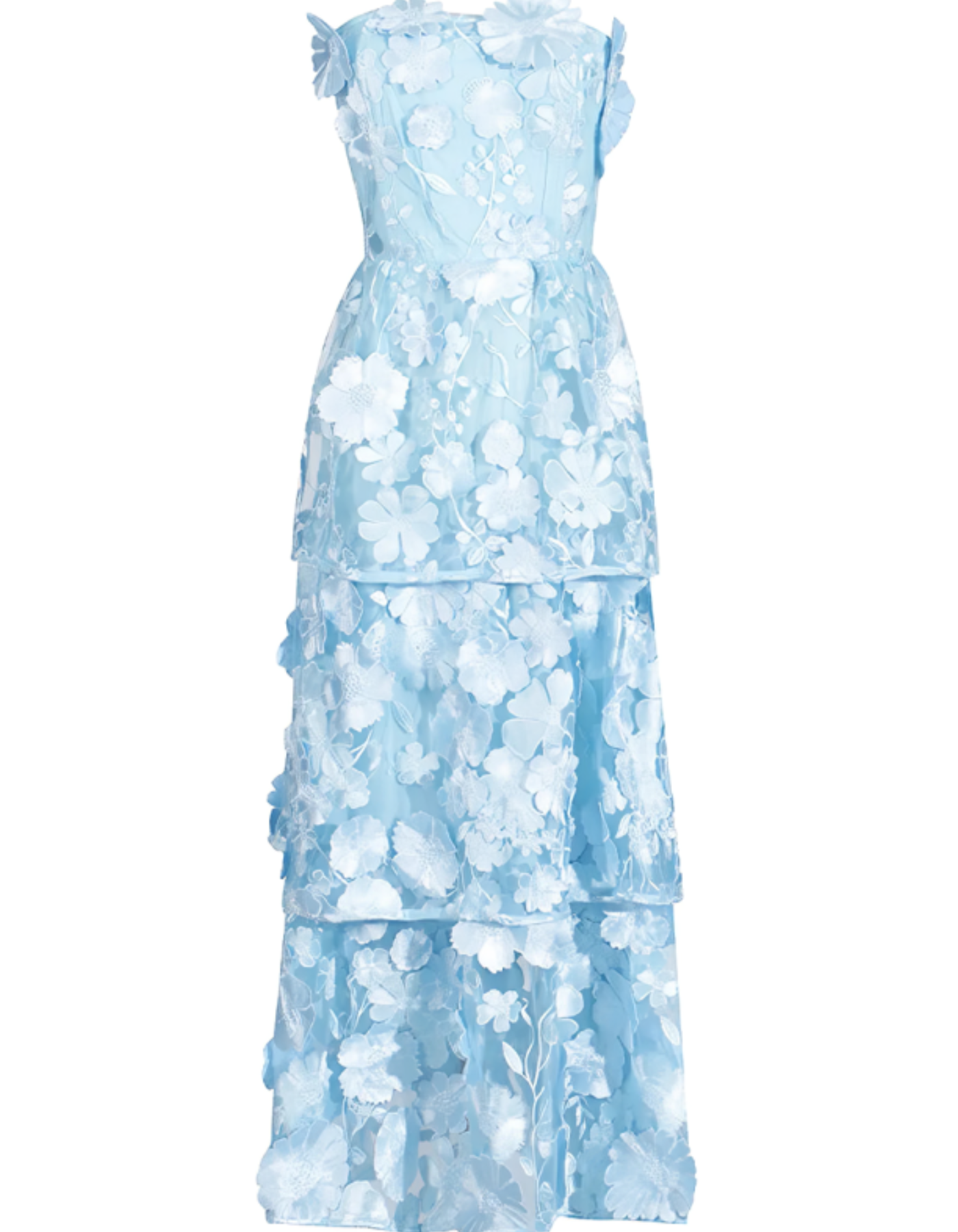 Avelisse – 3D floral tiers – Strapless midi dress-15155707019648-Santi Vento Atelier