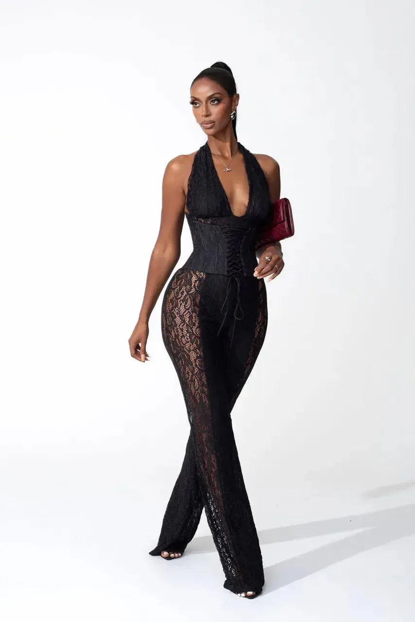 Bea – Halter neckline – Lace jumpsuit-15140897358208-Santi Vento Atelier