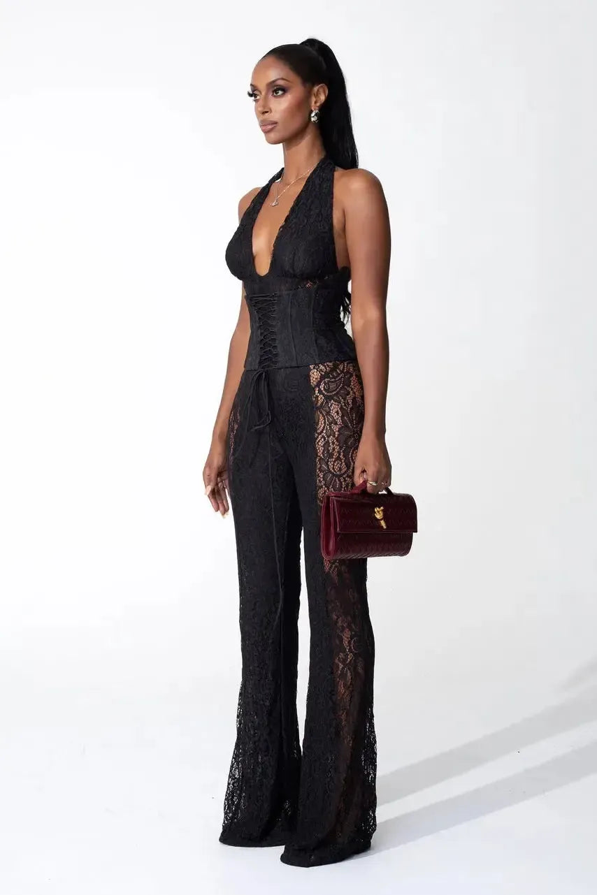 Bea – Halter neckline – Lace jumpsuit-15140897358208-Santi Vento Atelier