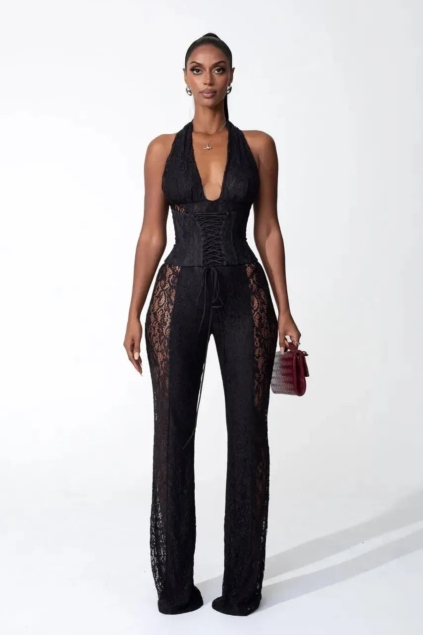 Bea – Halter neckline – Lace jumpsuit-15140897358208-Santi Vento Atelier