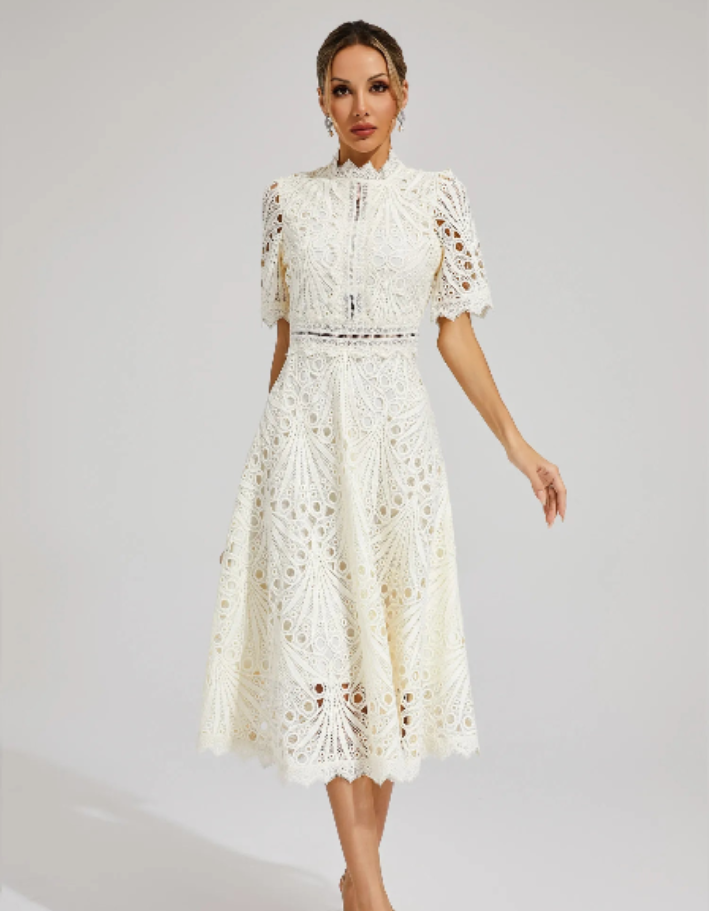 Belladette – Intricate lacework – Midi occasion dress-15155706954112-Santi Vento Atelier