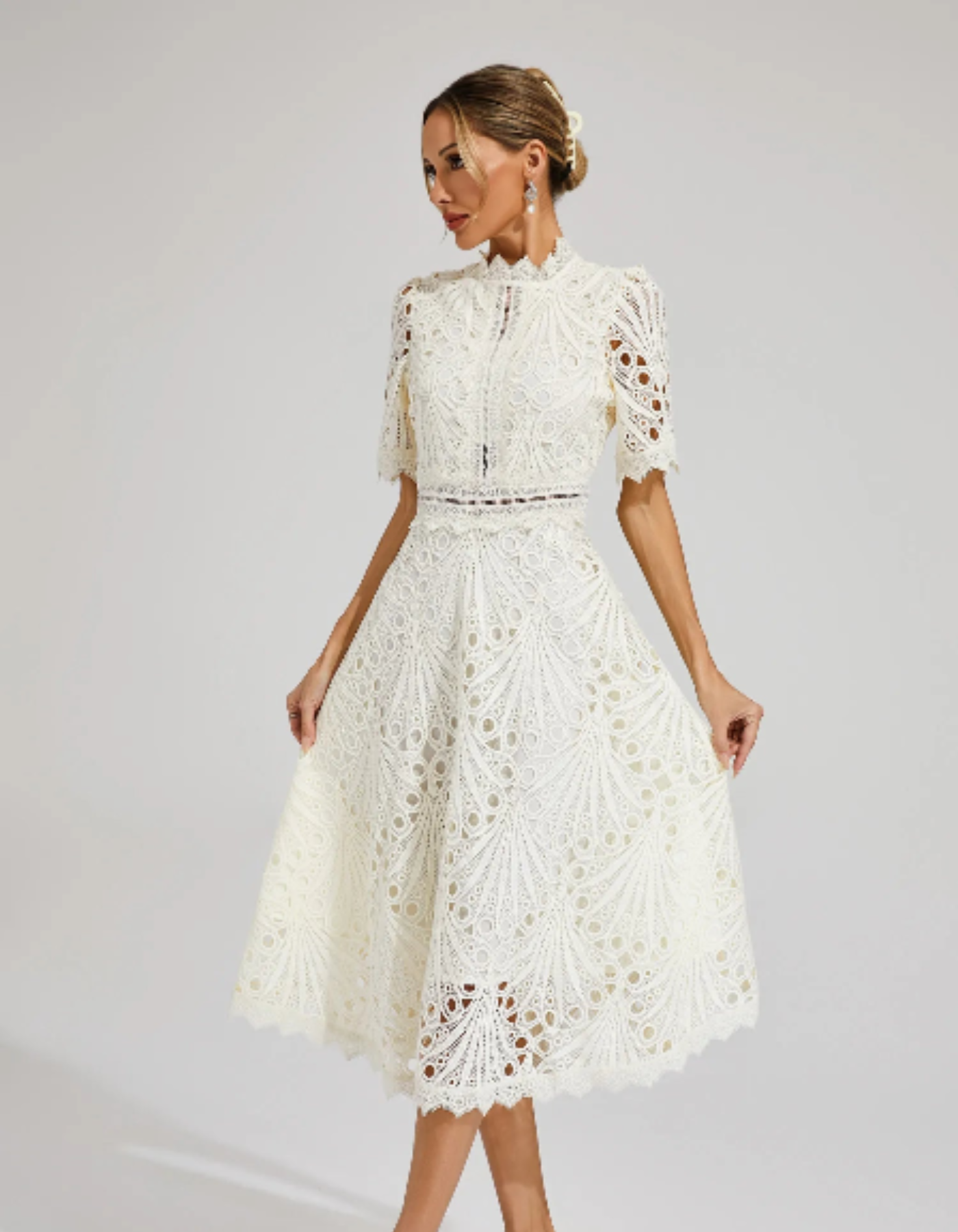 Belladette – Intricate lacework – Midi occasion dress-15155706954112-Santi Vento Atelier