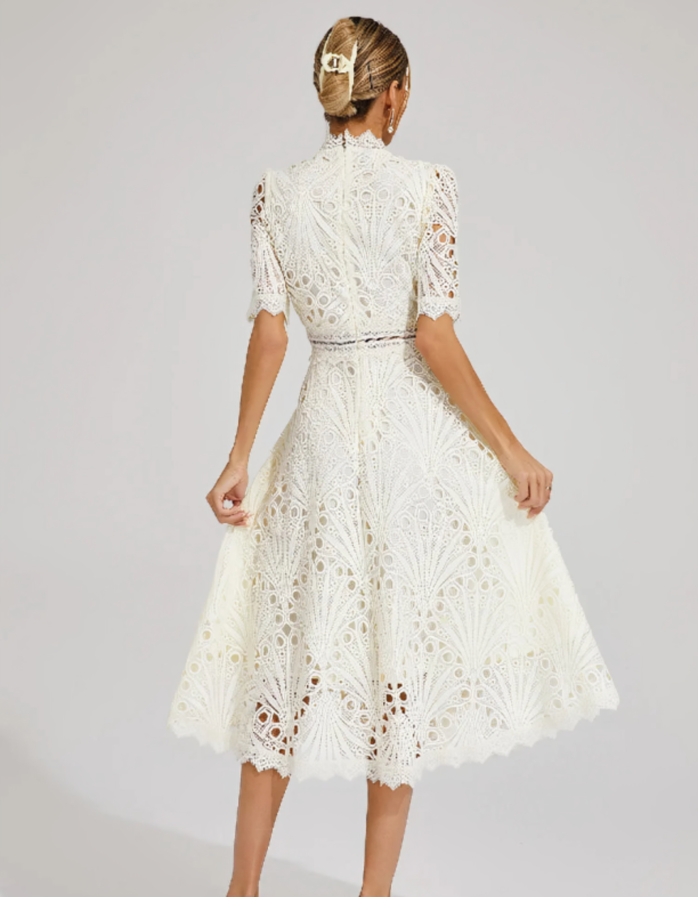 Belladette – Intricate lacework – Midi occasion dress-15155706954112-Santi Vento Atelier