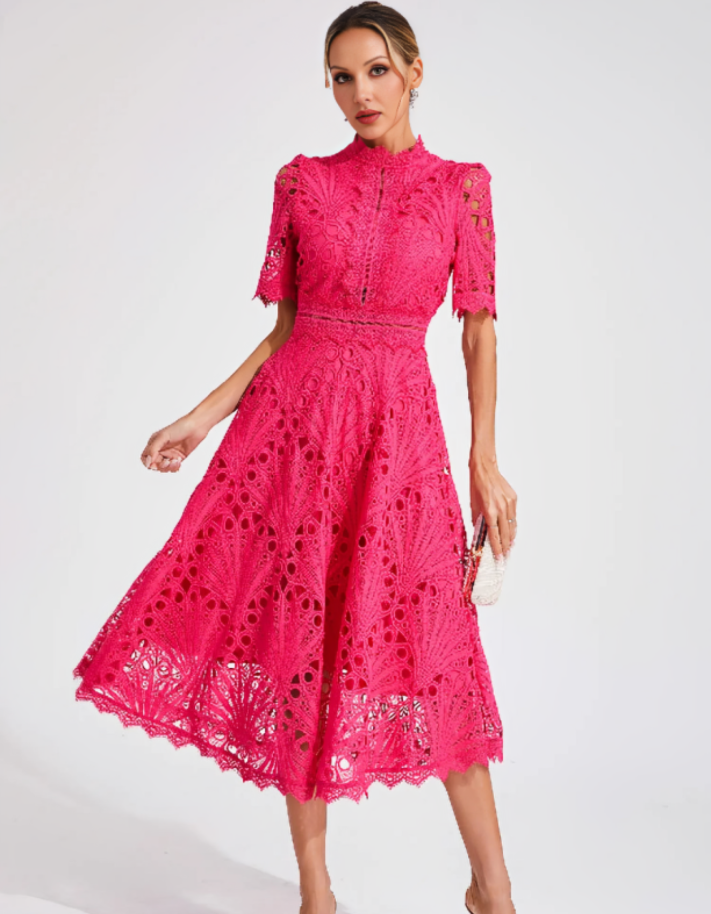 Belladette – Intricate lacework – Midi occasion dress-15155706954112-Santi Vento Atelier