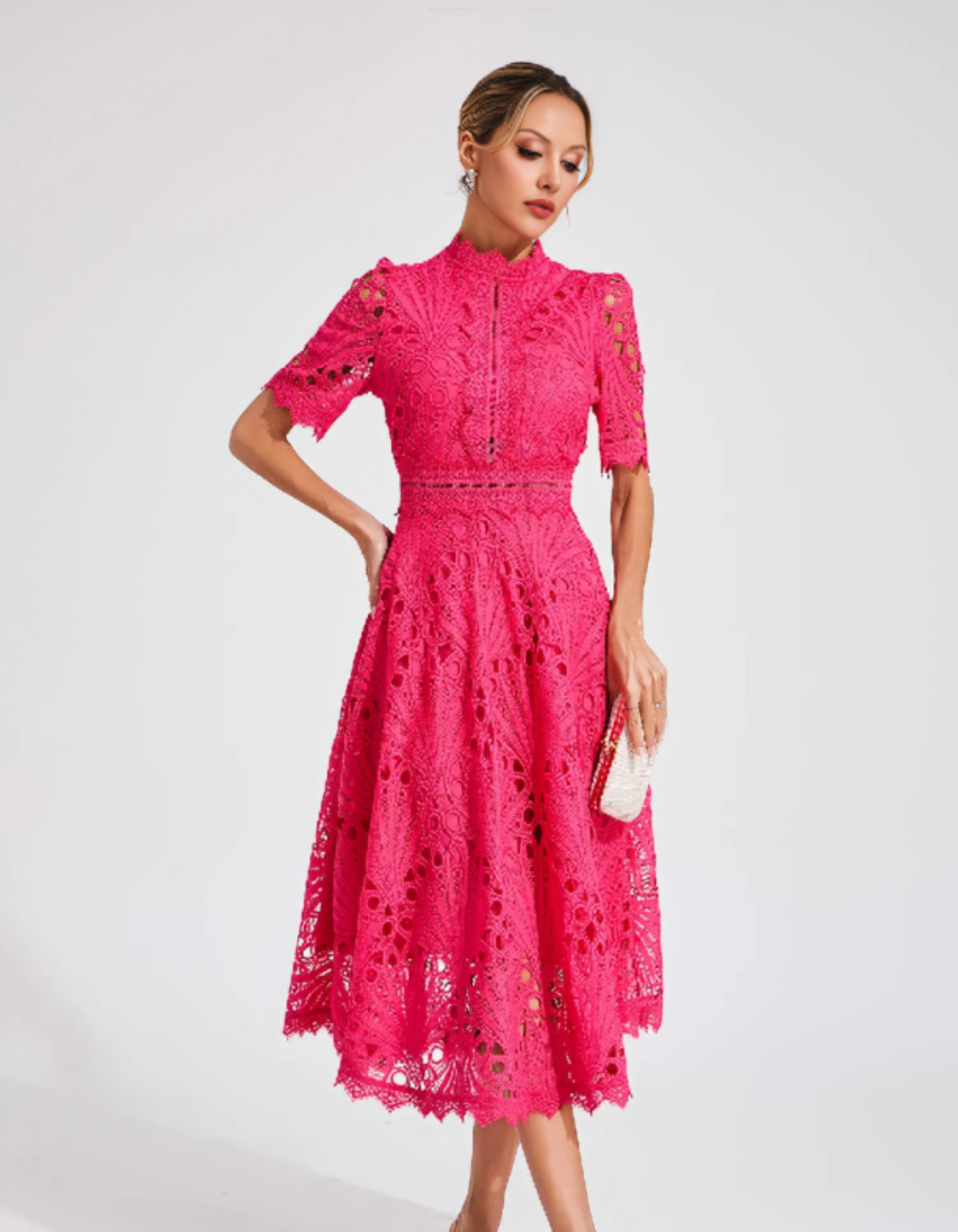 Belladette – Intricate lacework – Midi occasion dress-15155706954112-Santi Vento Atelier