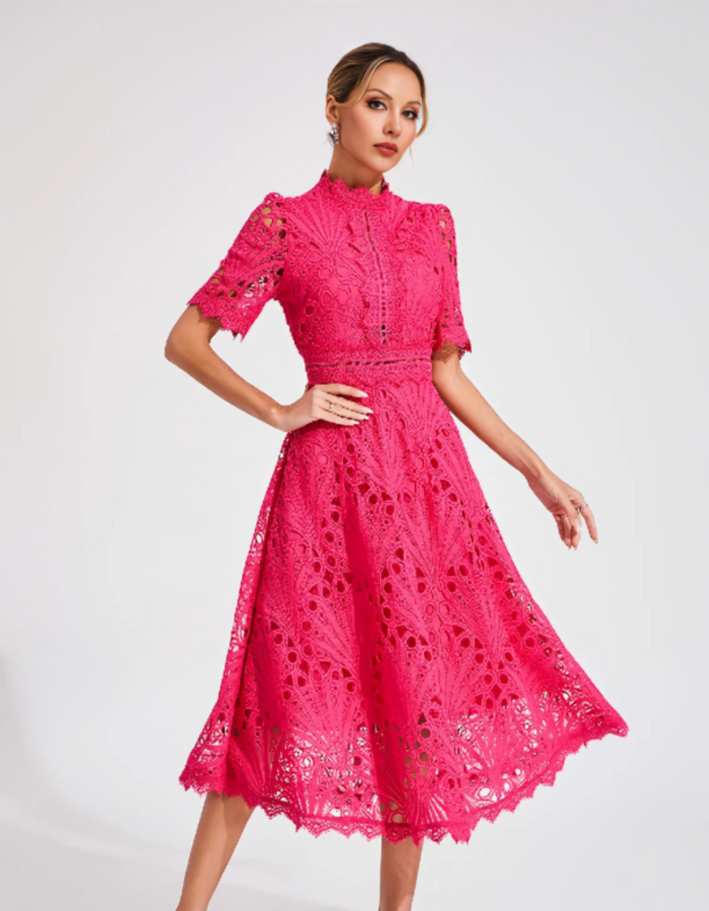 Belladette – Intricate lacework – Midi occasion dress-15155706954112-Santi Vento Atelier