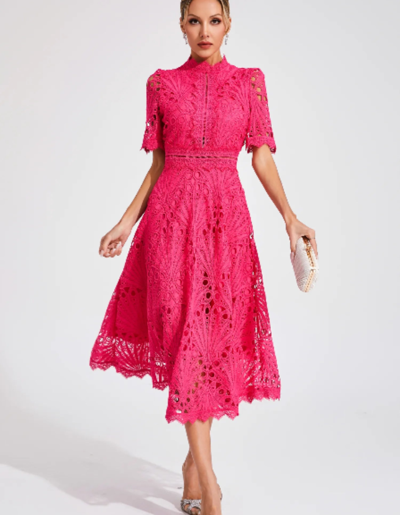 Belladette – Intricate lacework – Midi occasion dress-15155706954112-Santi Vento Atelier