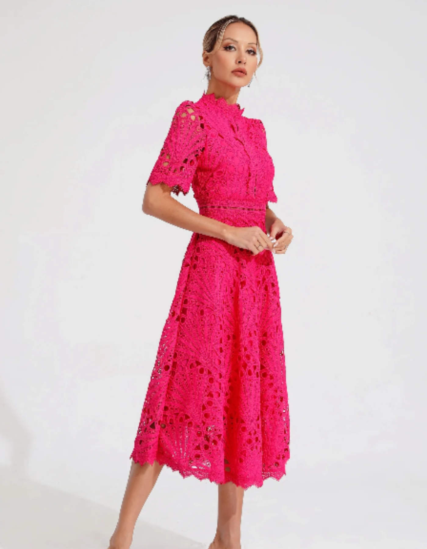 Belladette – Intricate lacework – Midi occasion dress-15155706954112-Santi Vento Atelier