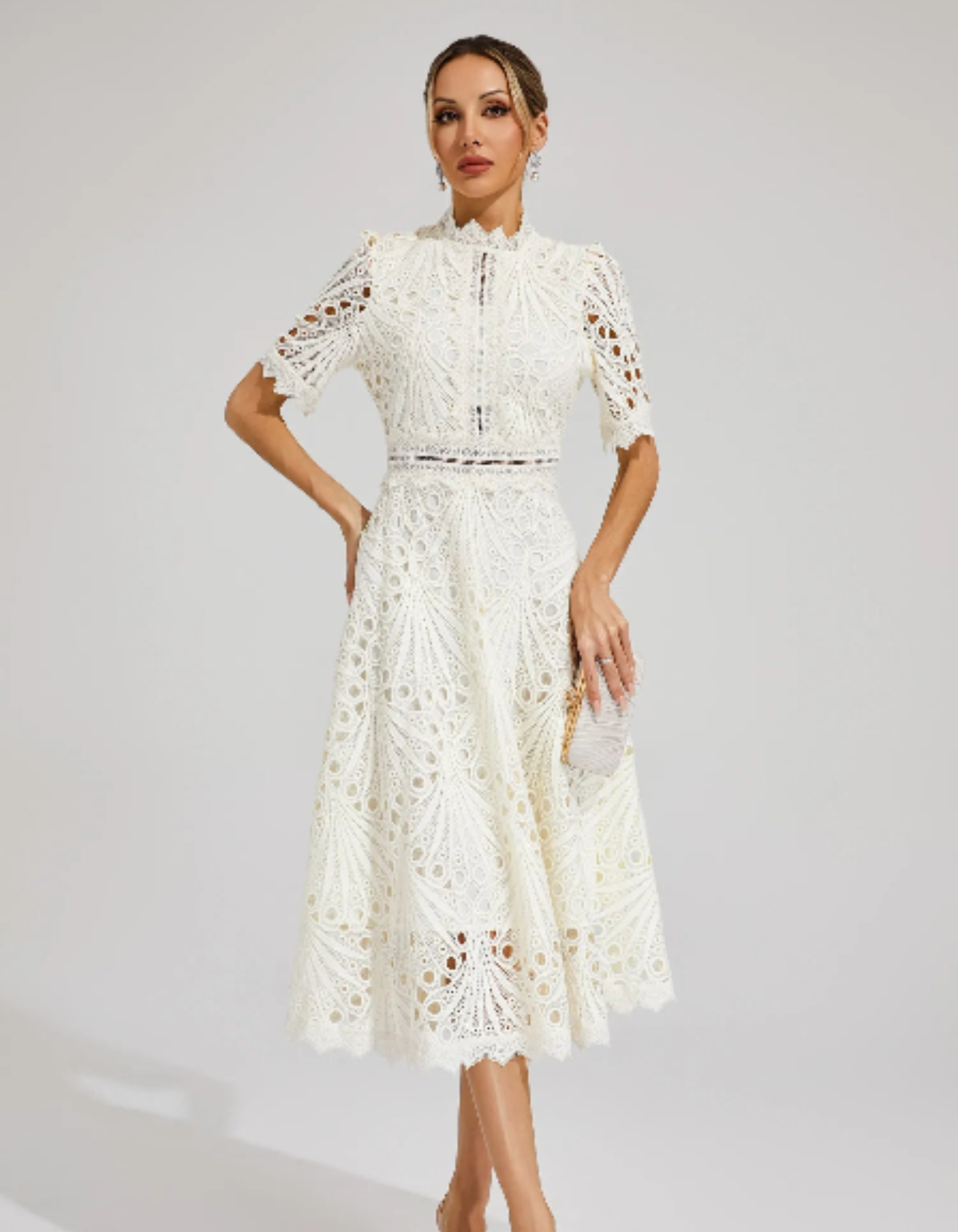 Belladette – Intricate lacework – Midi occasion dress-15155706954112-Santi Vento Atelier
