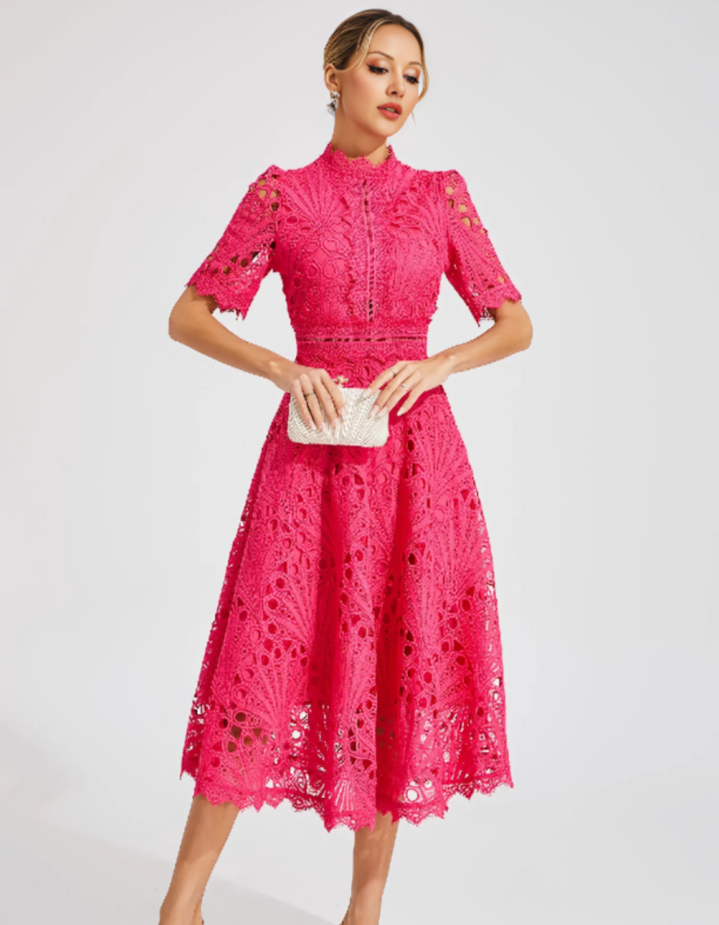 Belladette – Intricate lacework – Midi occasion dress-15155706954112-Santi Vento Atelier