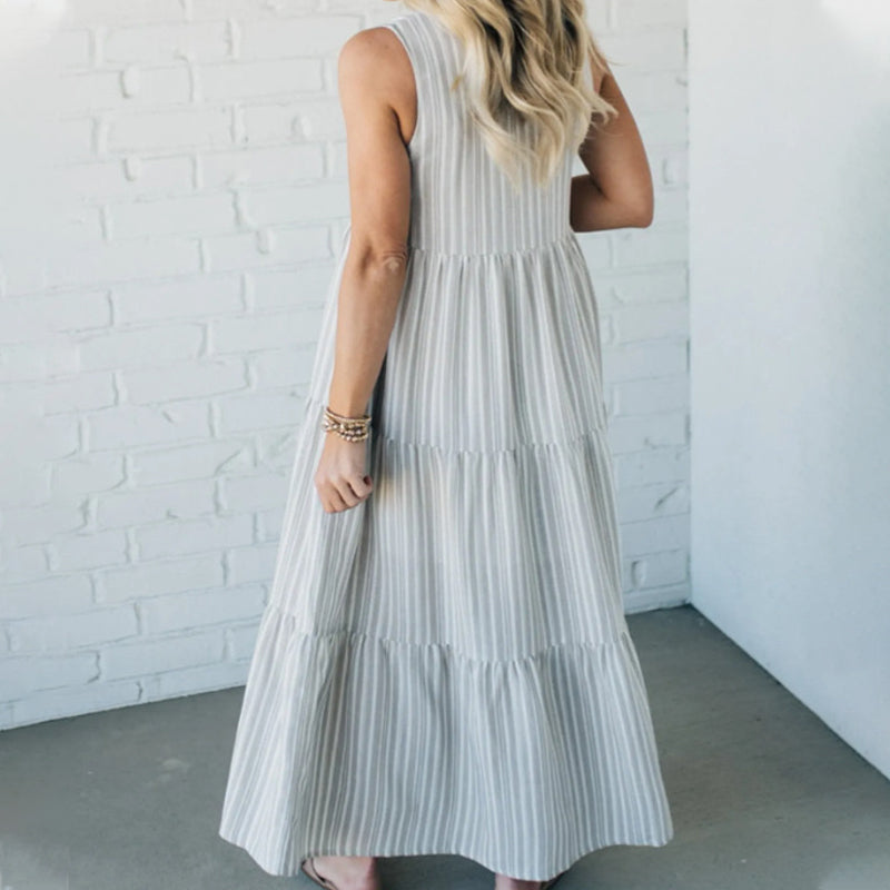 Breaire – Tiered stripe – Sleeveless maxi dress-15148957761920-Santi Vento Atelier