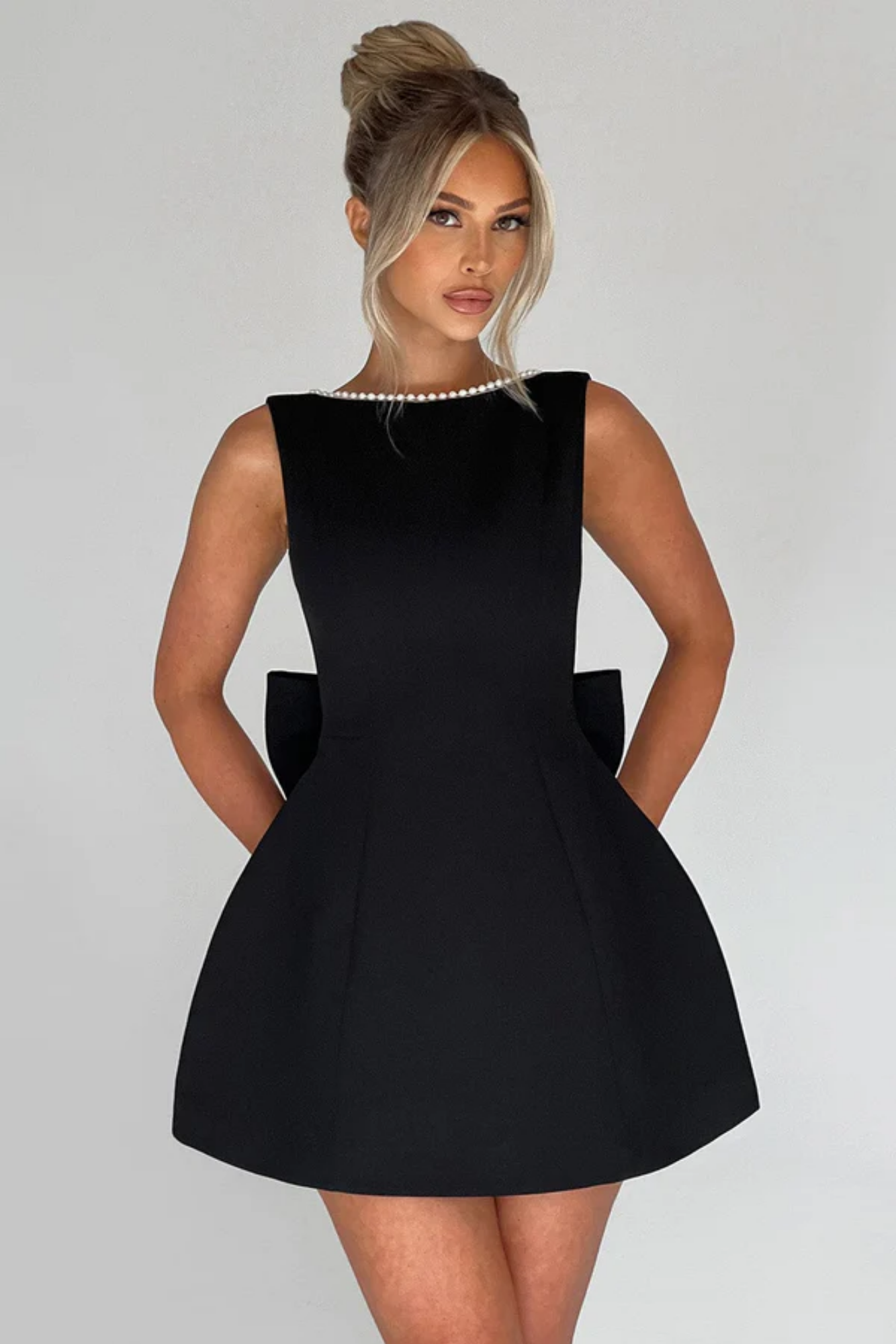 Bruna – Pearl bow detail – Mini dress-15140814553472-Santi Vento Atelier