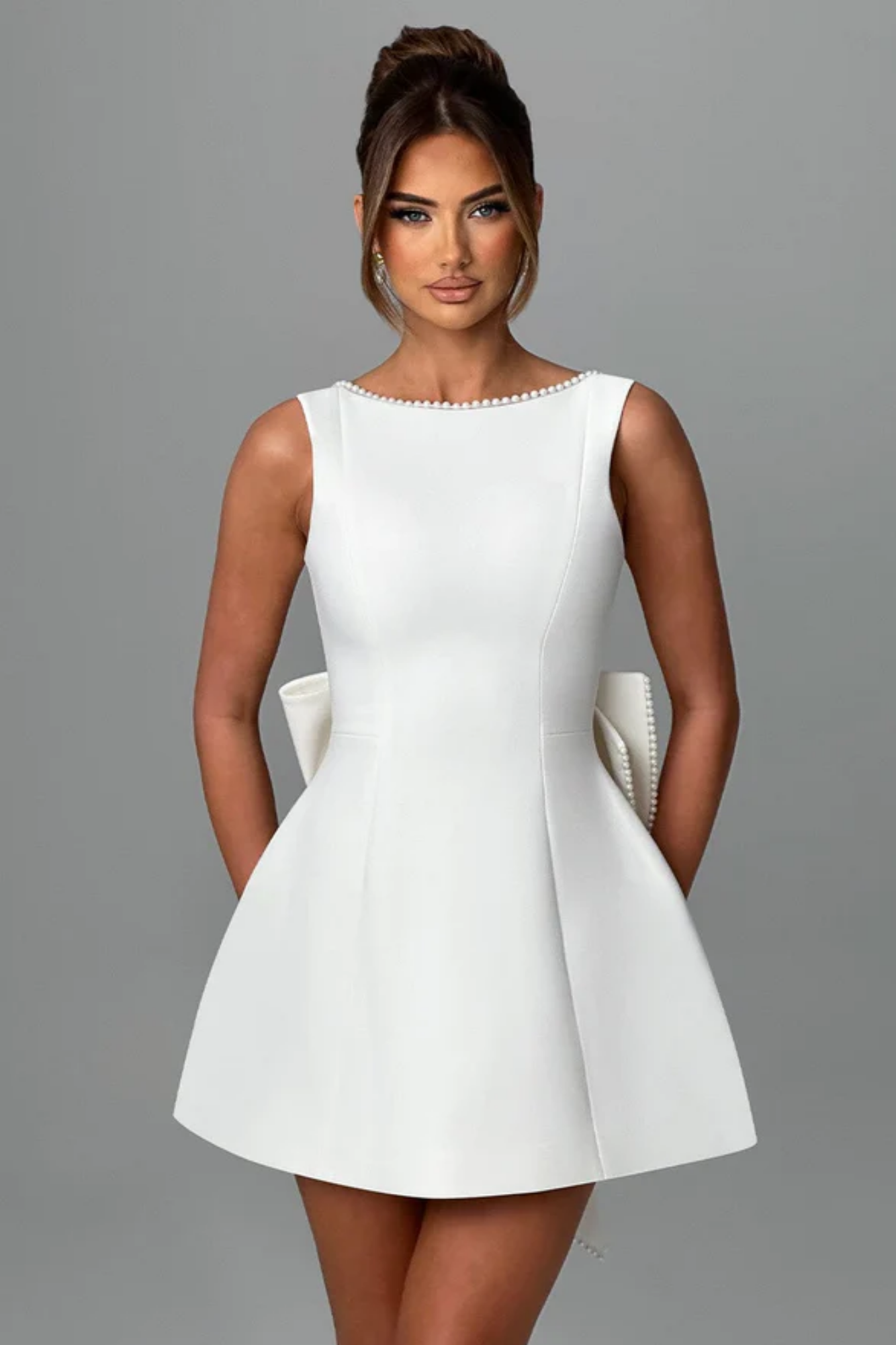Bruna – Pearl bow detail – Mini dress-15140814553472-Santi Vento Atelier