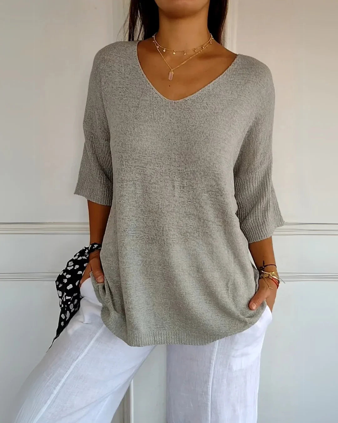 Cerisea – Relaxed fit – V-neck tee-15150306066816-Santi Vento Atelier