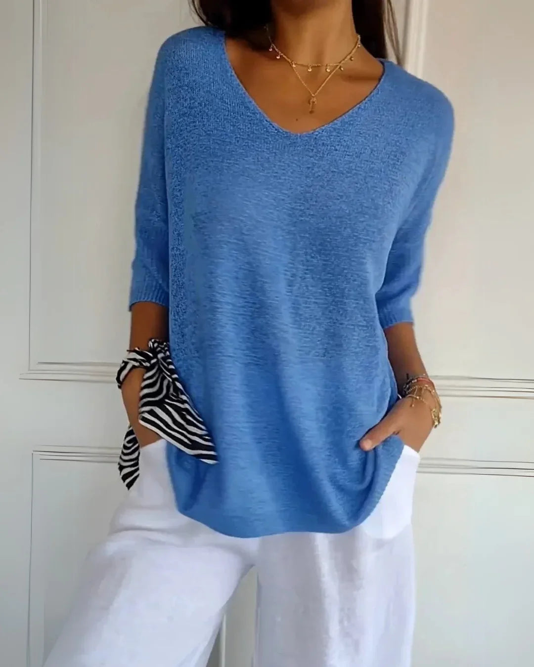 Cerisea – Relaxed fit – V-neck tee-15150306066816-Santi Vento Atelier