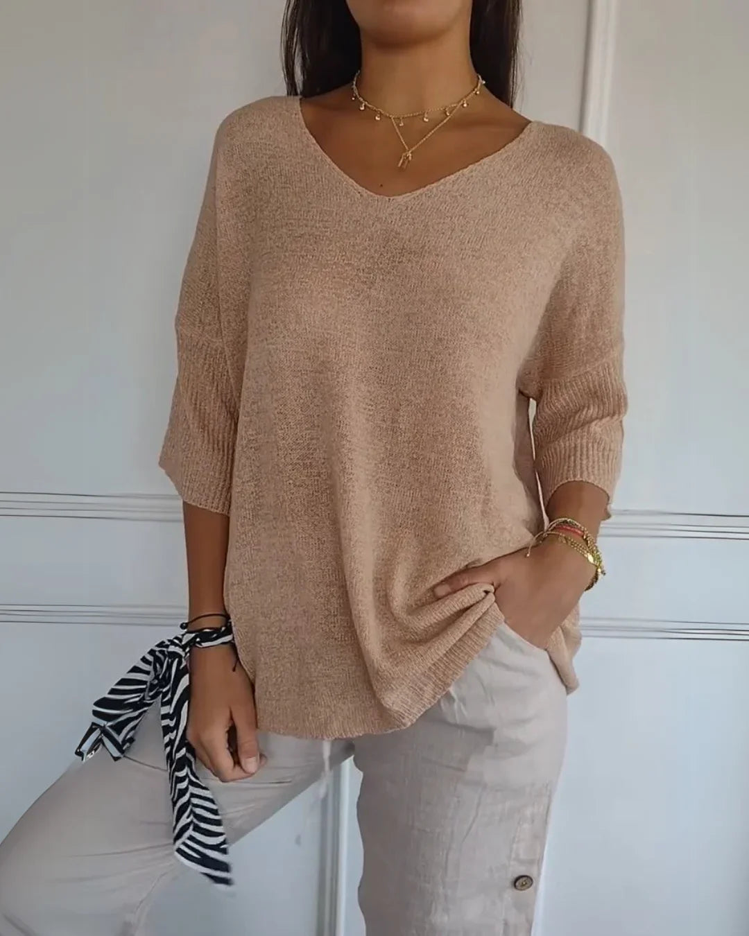 Cerisea – Relaxed fit – V-neck tee-15150306066816-Santi Vento Atelier