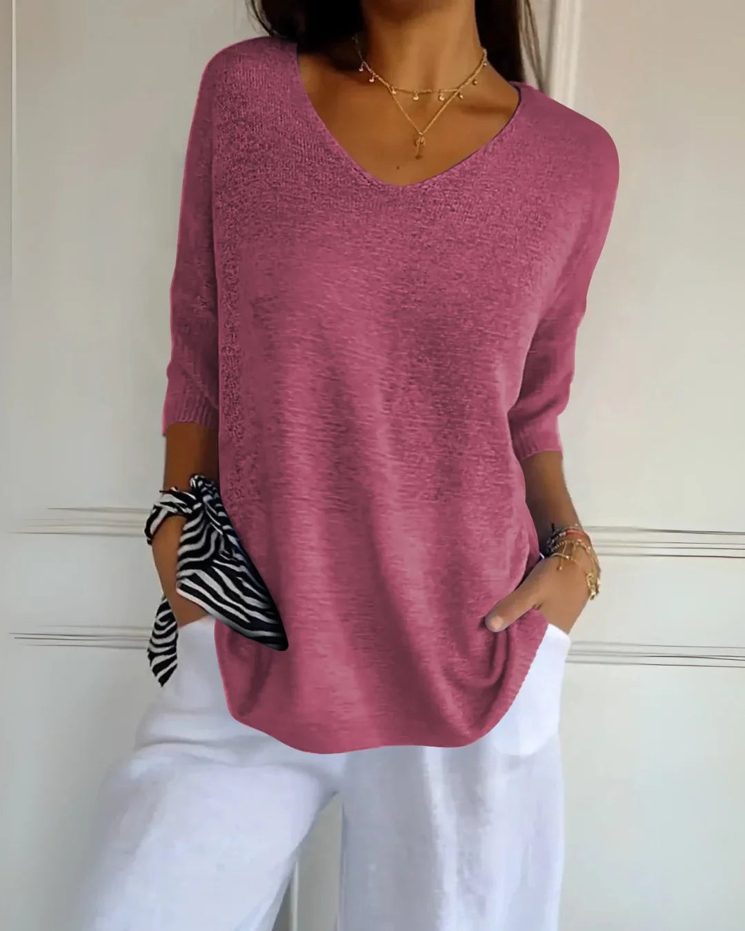 Cerisea – Relaxed fit – V-neck tee-15150306066816-Santi Vento Atelier