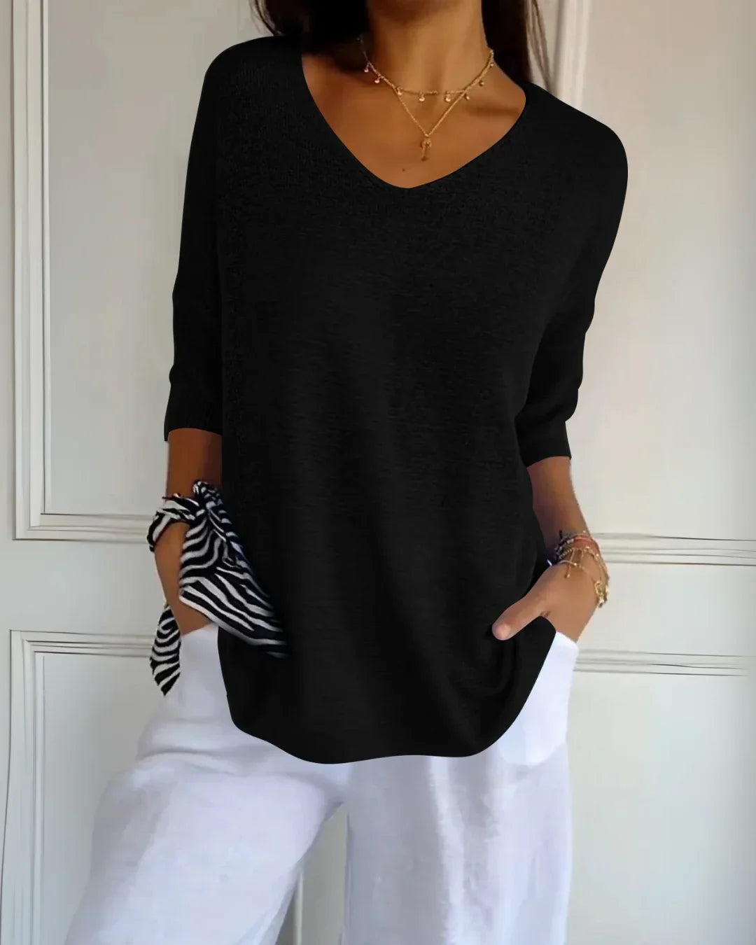 Cerisea – Relaxed fit – V-neck tee-15150306066816-Santi Vento Atelier