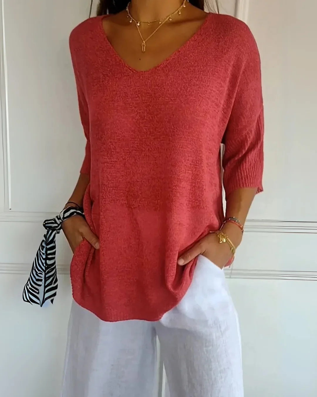 Cerisea – Relaxed fit – V-neck tee-15150306066816-Santi Vento Atelier