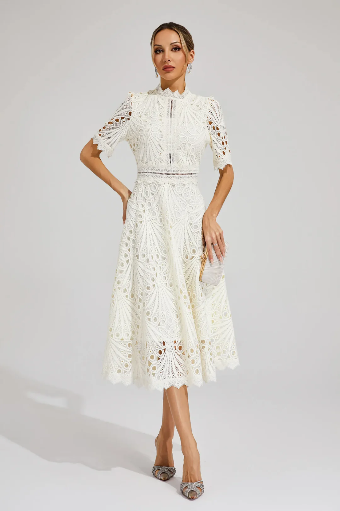 Charlisse – Delicate lace elegance – Midi dress-15139772629376-Santi Vento Atelier